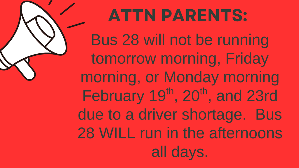 Attention Bus 28 riders: