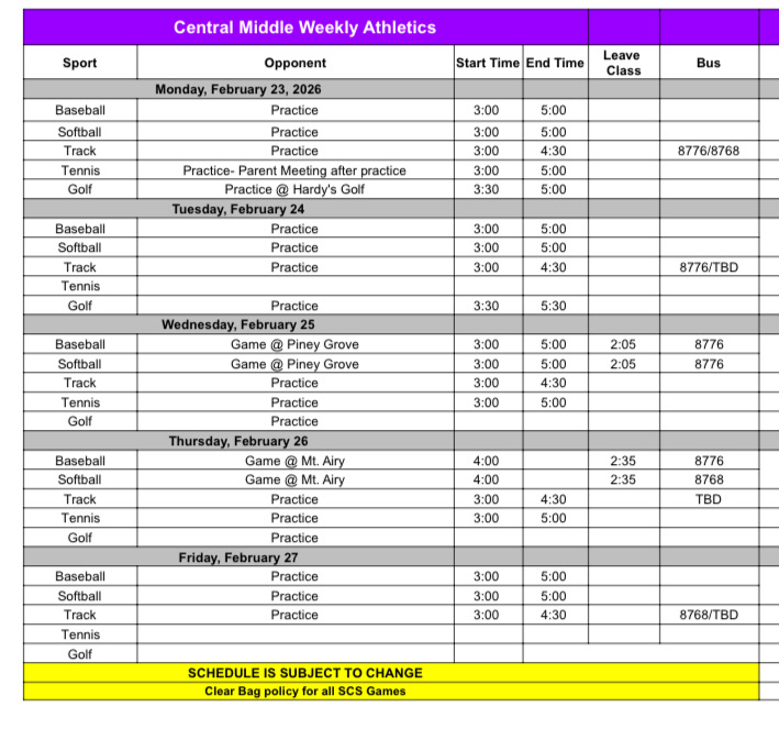 Athletics for the week of 2/23 - 2/27