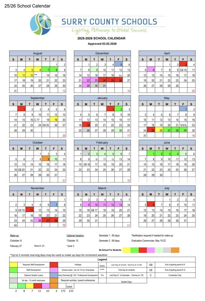 25-26 school calendar