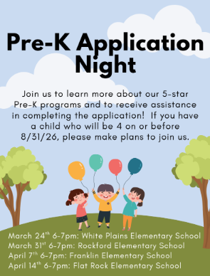 Pre-K Application Night  Join us to learn more about our 5-star Pre-K programs and to receive assistance in completing the application! If you have a child who will be 4 on or before 8/31/26, please make plans to join us.