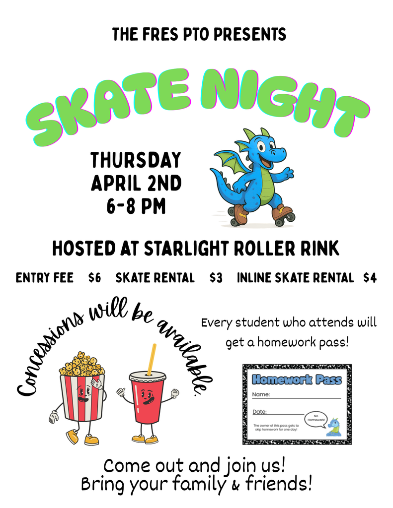 PTO Skate night April 2nd