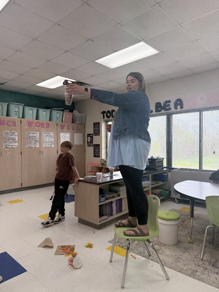 ms. Ramey dropping an egg