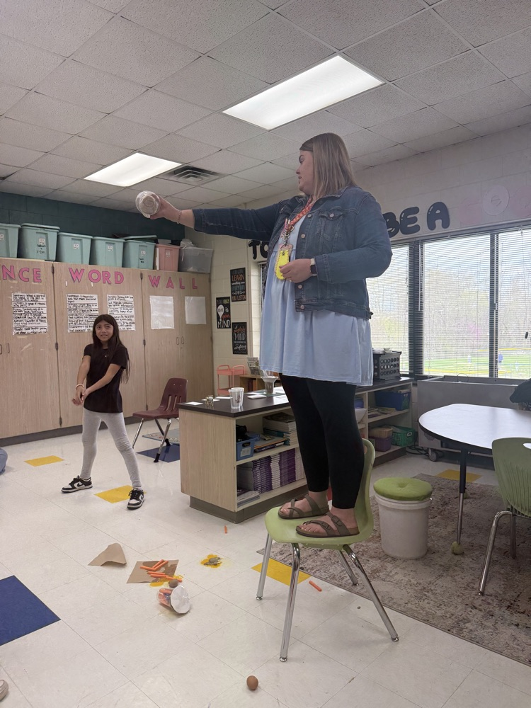 ms. Ramey dropping an egg