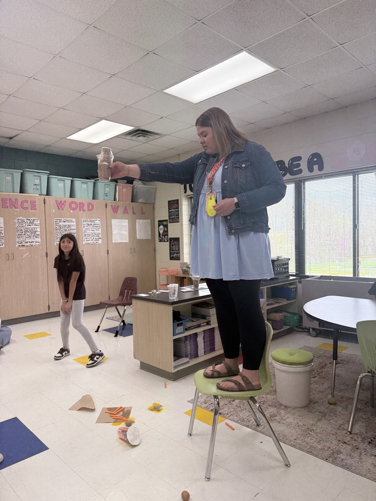 ms. Ramey dropping an egg