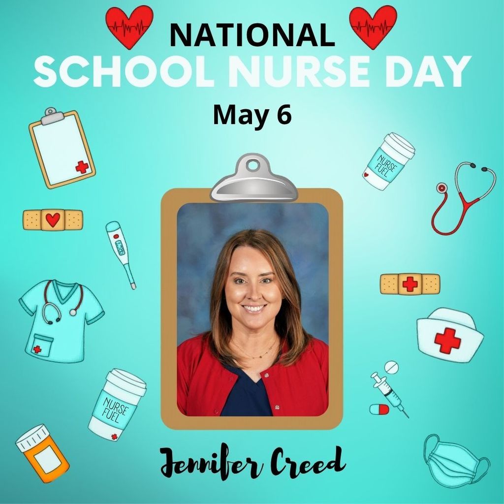 Happy National School Nurse Day!   Today, we celebrate Jennifer Creed, our amazing school nurse at Rockford Elementary!  Mrs. Creed works hard every day to take care of students and staff. From helping students feel better to keeping our school healthy and safe, she plays an important role in our school community.  We are so thankful for her kindness, dedication, and the care she gives to everyone at Rockford Elementary.   Thank you, Mrs. Creed, for all you do! 