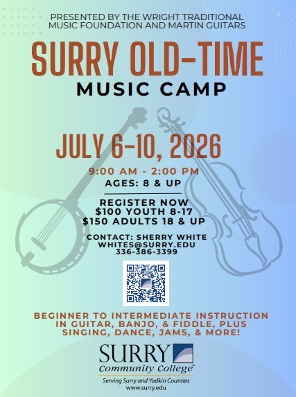 SURRY OLD-TIME MUSIC CAMP JULY 6-10, 2026 9:00 AM-2:00 PM