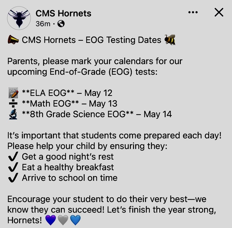 EOG Testing Dates
