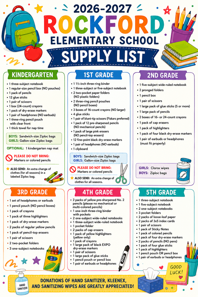 2026-2027 School Supply List