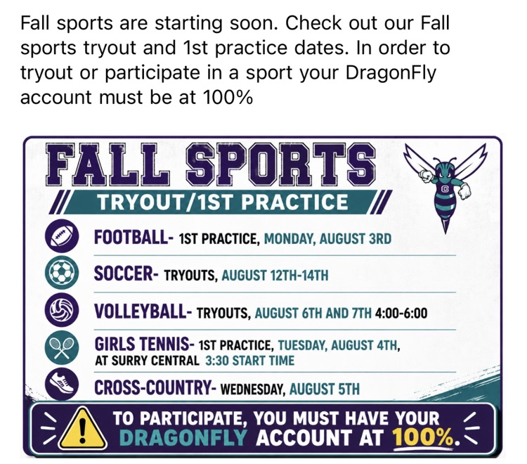 Fall Athletics Information