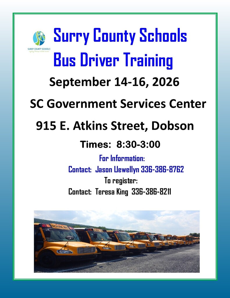 Bus Driver Training Class - September 14-16, 2026 8:30am-3