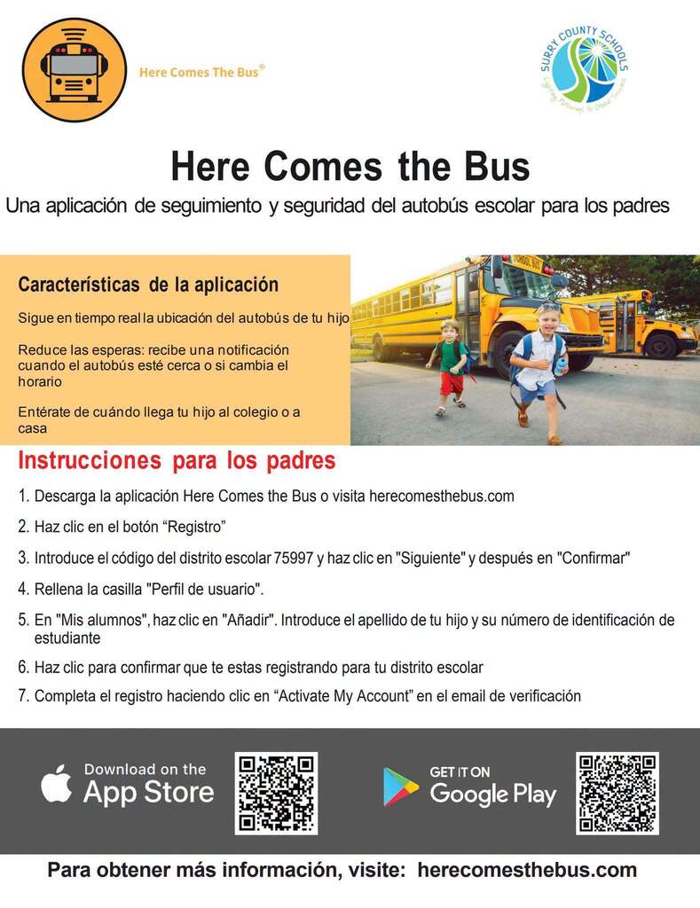 Here Comes the Bus Flyer - Spanish