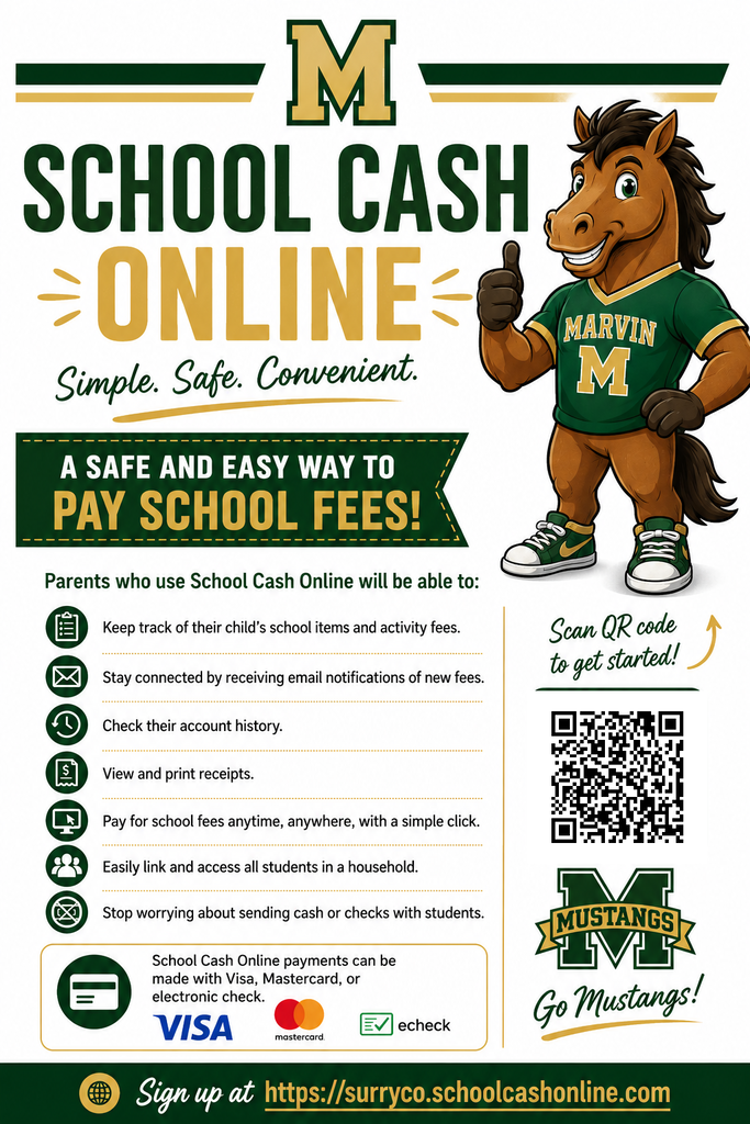 **MEADOWVIEW FAMILIES — WE NEED YOUR HELP!** We still have **over 100 students who are not signed up for School Cash Online!** While School Cash Online is **not mandatory, it is HIGHLY recommended.** It provides families with a **safe, secure, and convenient** way to pay school fees anytime, anywhere. 💻 **Why sign up?** 💰 No more sending cash or checks to school 🔒 No worries about money being lost or stolen 🧾 Easily view and print receipts 📧 Receive notifications when new fees are added 👨👩👧👦 Link all of your students to one account 📱 Pay from anywhere, anytime! With the convenience of online payments today, **School Cash Online makes school payments one less thing to worry about!** ⭐ **If you haven't signed up yet, please take a few minutes and do it TODAY!** Help us get all of our Mustang families connected!