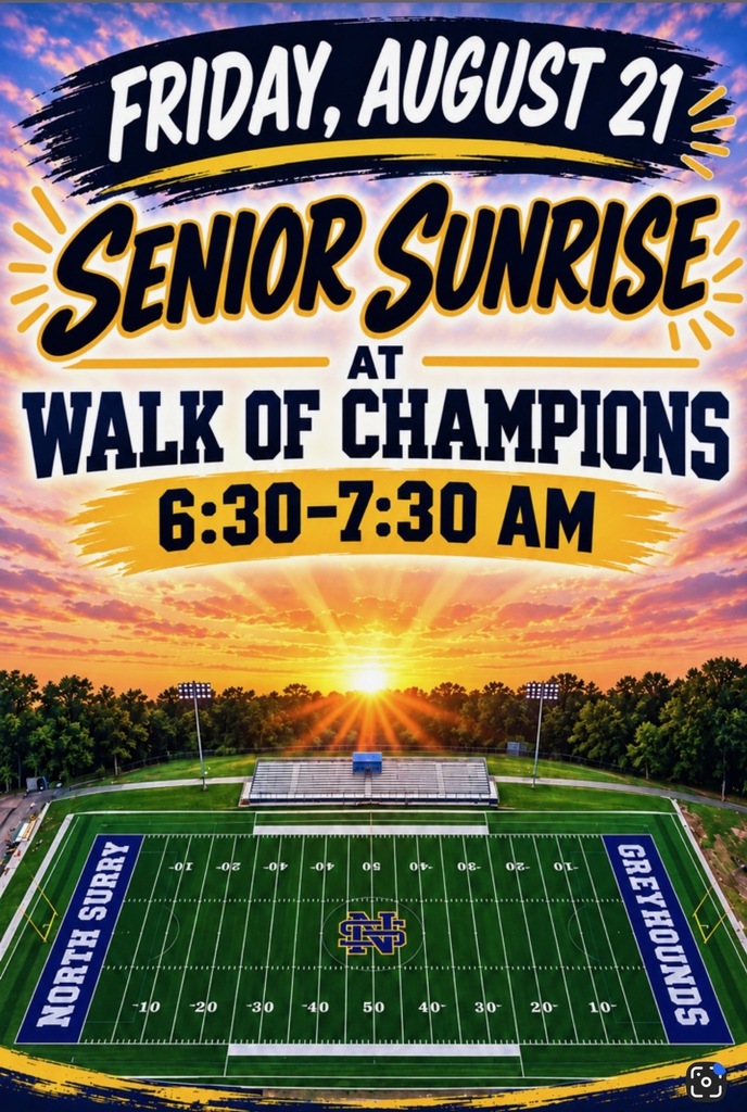 Senior Sunrise Friday, August 21 6:30am-7:30am