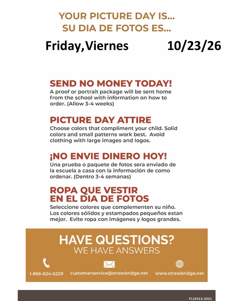 Fall Picture Retakes will be held on Friday, October 23, 2026!