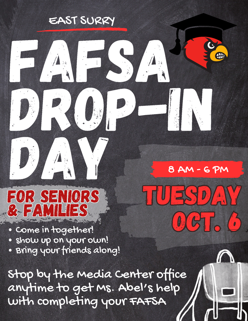 Attention Seniors and Families:  ESHS FAFSA Drop-in Day is Tuesday, October 6th from 8:00 am until 6:00pm in the Media Center.