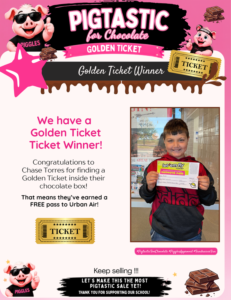 Congratulations to Chase Torres. Chase found a Golden Ticket inside his chocolate box, which means he has earned a FREE pass to Urban Air!