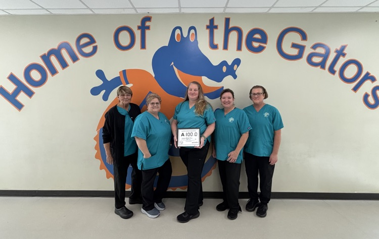 Congratulations to Our Cafeteria Staff! We are so proud to recognize our amazing cafeteria staff for earning a 100 sanitation rating!