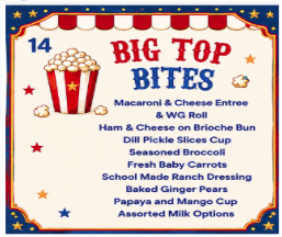 National School Lunch Week 2026 Get ready for a Cafeteria Circus! at Rockford Elementary School as we celebrate National School Lunch Week, October 12–16! Our cafeteria team has planned a fun-filled week of themed meals that are sure to be a hit with our Gators! Monday, October 12 – Tent Top Quesadilla Chicken Quesadilla, Lettuce & Diced Tomatoes, Seasoned Black Beans, Crispy Corn, Mandarin Orange Pack, Pineapple America Fruit Cup, and Assorted Milk Options Tuesday, October 13 – Ringmaster’s Favorites Grilled Blackened Chicken Alfredo, Italian Garlic Breadstick, All-American Burger, Lettuce & Tomato, Dill Pickle Slices Cup, Seasoned Veggies, Emoji Fries, Orange Slices, and Assorted Milk Options Wednesday, October 14 – Big Top Bites Macaroni & Cheese Entree, Ham & Cheese on Brioche Bun, Dill Pickle Slices Cup, Seasoned Broccoli, Fresh Baby Carrots Cup, School Made Ranch Dressing, Baked Ginger Pears, Papaya and Mango Cup, and Assorted Milk Options Thursday, October 15 – Carnival Cravings Pepperoni Stromboli & Marinara, Hot Dog w/ Chili, Seasoned Veggies, Southern Wedges, House Salad, Candy Apples, Pineapple Tidbits, and Assorted Milk Options Friday, October 16 – Fairground Feast Hamburger Steak w/ Gravy, Mac & Cheese w/ WG Roll, Chicken Fillet, Dill Pickle Slices Cup, Whipped Potatoes, Green Peas, Garden Salad, Sliced Peaches, Strawberry Cup, and Assorted Milk Options We are looking forward to celebrating National School Lunch Week and showing our appreciation for the amazing cafeteria staff who work hard every day to provide nutritious and delicious meals for our students! Let’s make it a spectacular week, Gators!