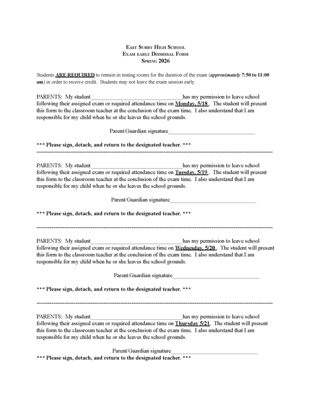 Exam Schedule and Related Information Spring 2026