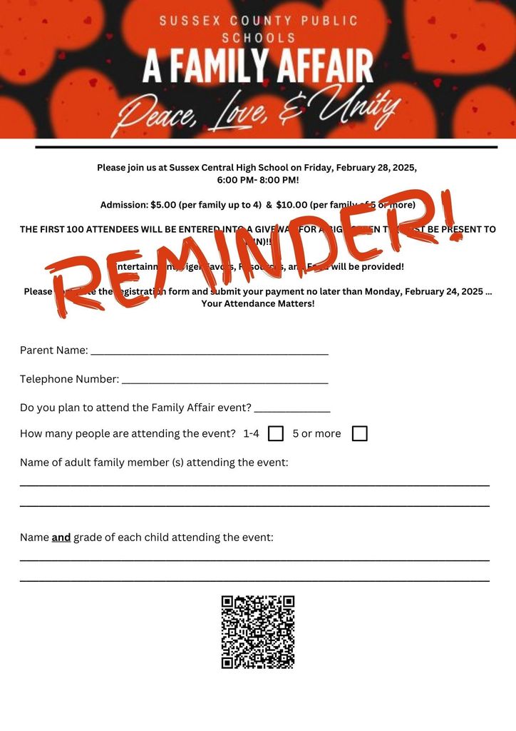 SCPS Family Affair Reminder