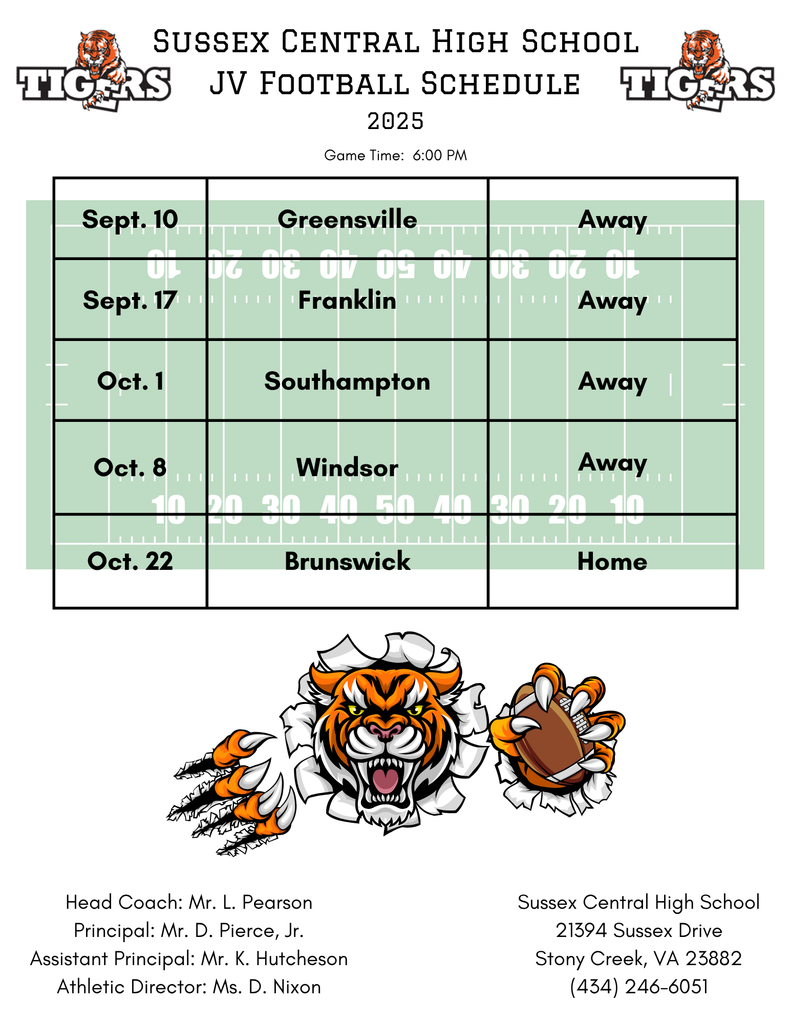 SCPS JV Football Schedule