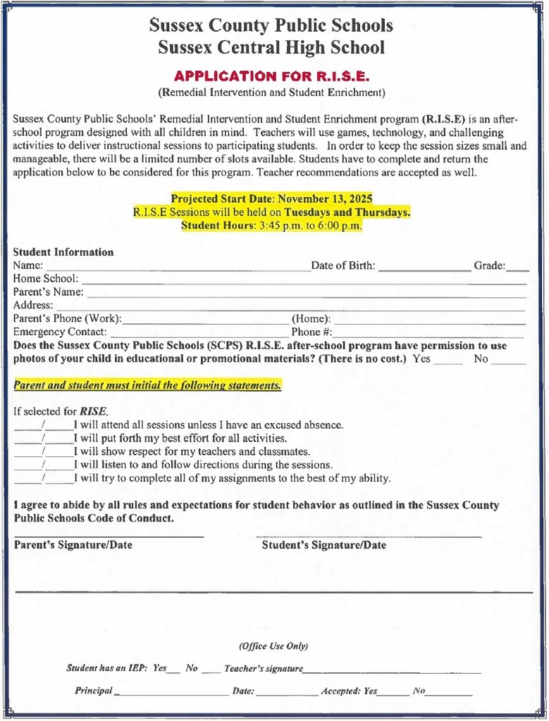 Afterschool Student Application 2025