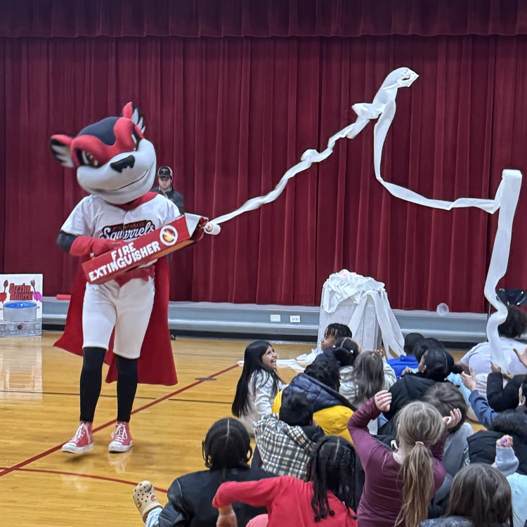 Today we welcomed NUTZY from the Flying Squirrels Baseball team to kick off our Literacy Challenge! Parents, ask your child about it!