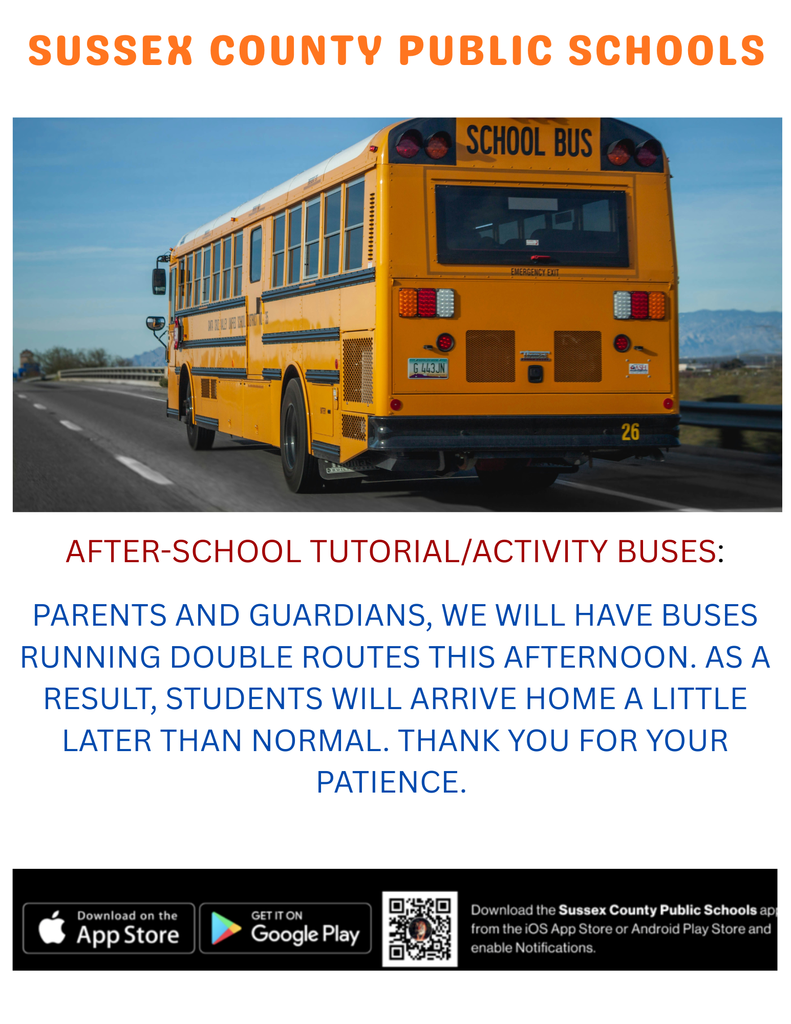 SCPS Activity Buses This Afternoon: 