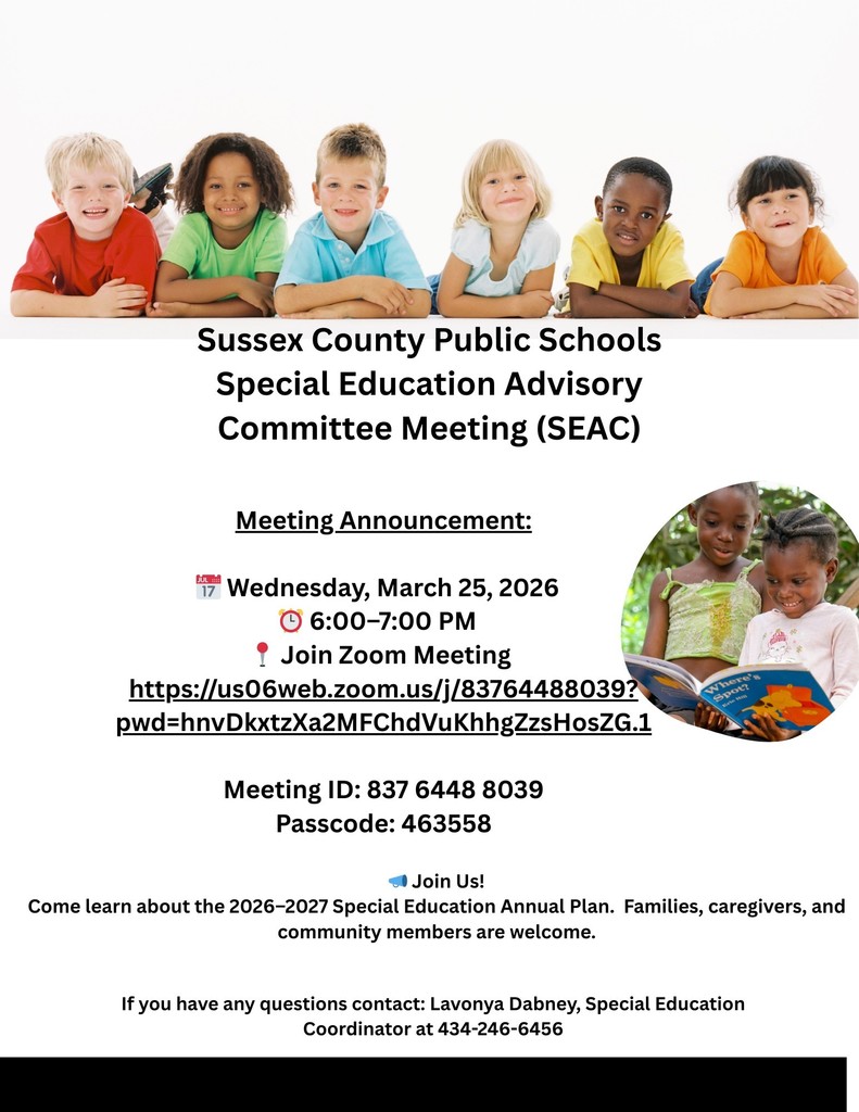 The next SEAC Meeting will take place on Wednesday, March 25, 2026