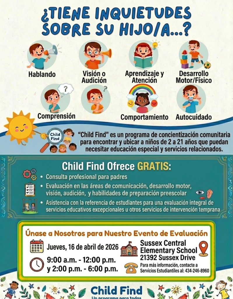 SCPS has "Child Find" on Thursday, April 16th.