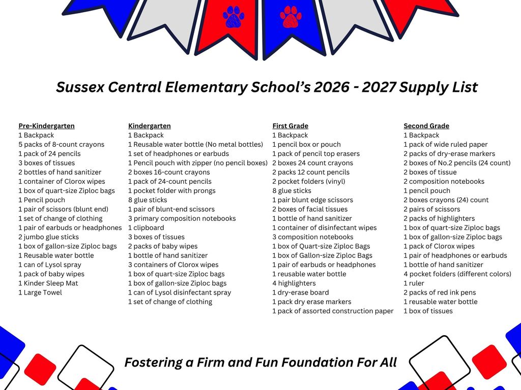 SCES 2026-2027 School Supply List