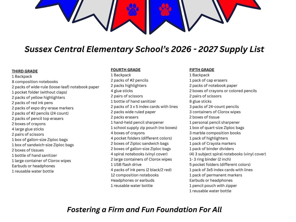 SCES 2026-2027 School Supply List