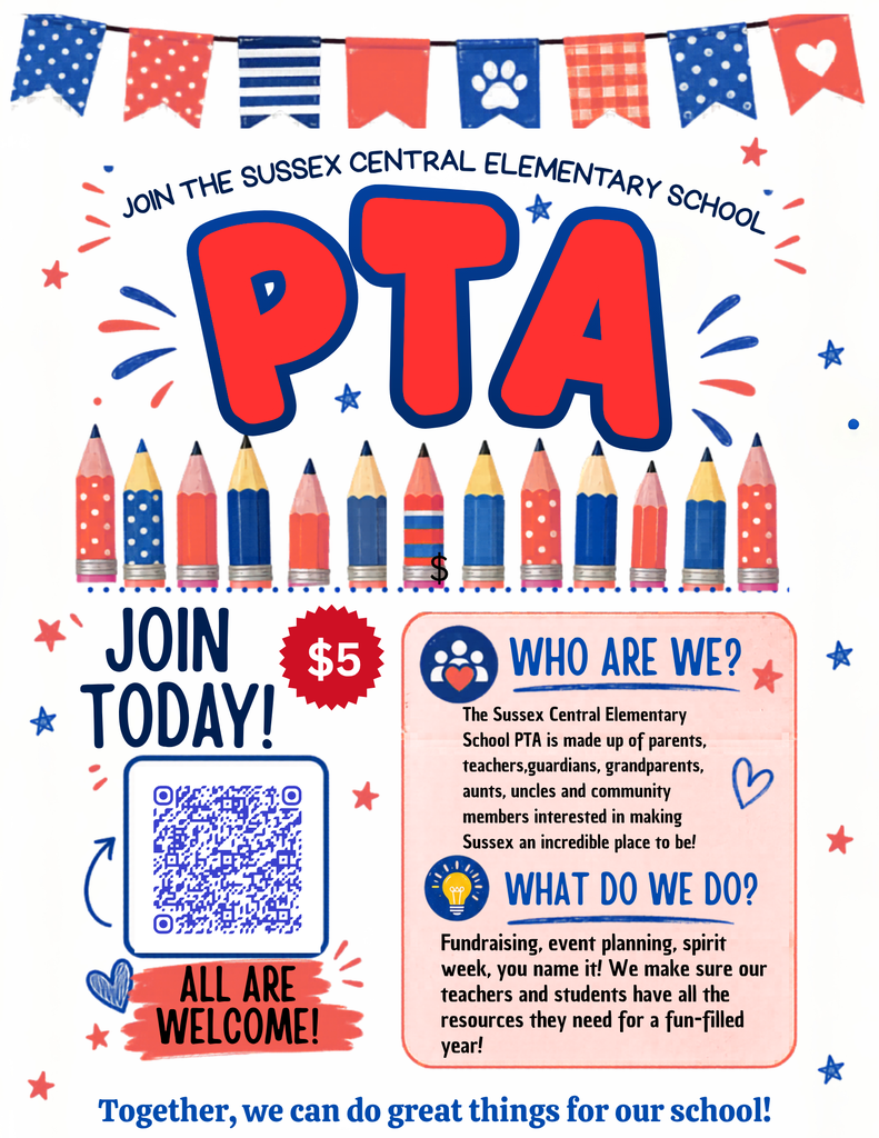 If you have not joined Sussex Central Elementary School's PTA yet, WHAT ARE YOU WAITING FOR? Sign up today. Check out our flyer for important PTA reminders. Come see us at both Literacy in the Park Events!