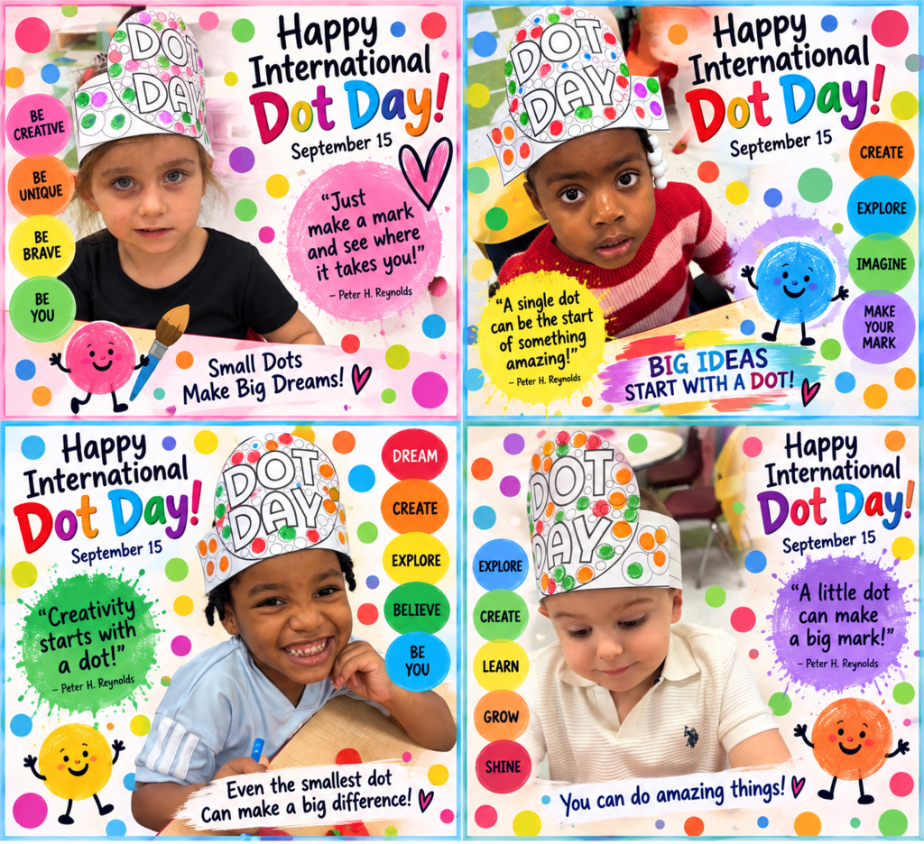 Happy International Dot Day from a few friends at Sussex Central Elementary School! 🔴🟡🟢🔵🟣Early Childhood celebrated creativity, confidence, and making our mark—one little dot at a time! 🎨✨ Every child can make a BIG difference! ❤️