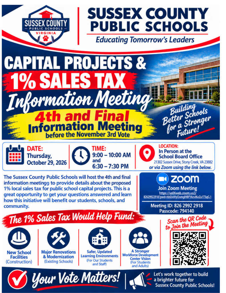 4th and Final Sales Tax Information Meeting is Thursday, October 29, 2026...