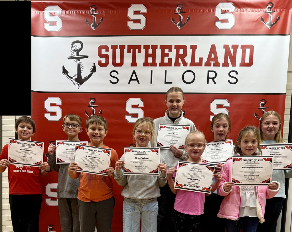 Sutherland's Student of the Month Winners