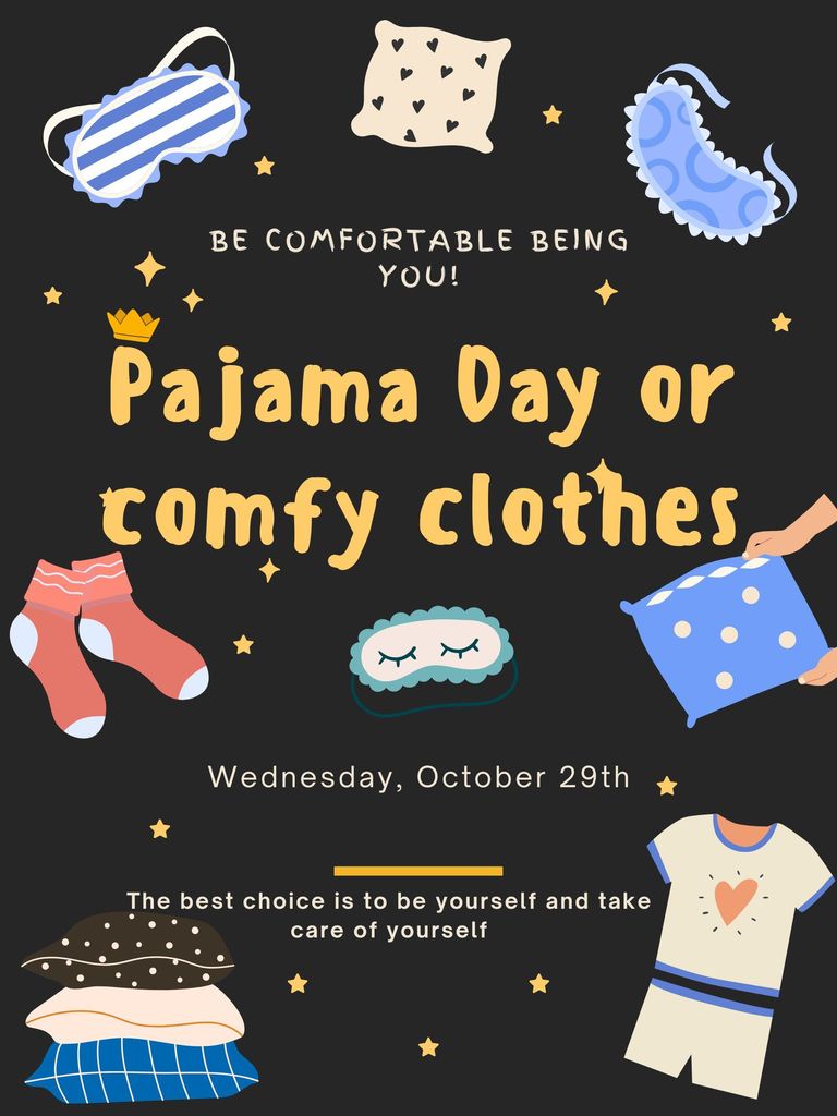 Black and Blue Illustrative Pajama Party Poster