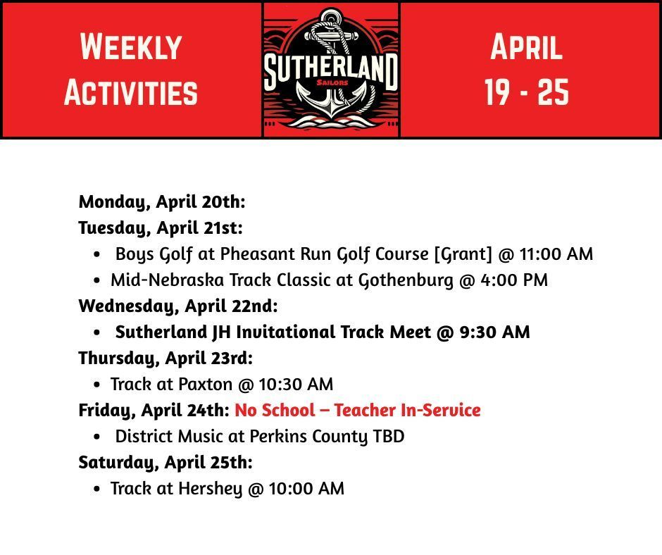 SHS April 20th-25th