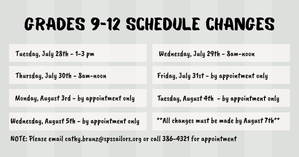 Schedule Changes
