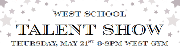 🎭 West Intermediate Talent Show 🎭 Join us for an evening full of creativity, courage, and fun! 📅 Thursday, May 21 ⏰ 6:00–8:00 PM 📍 West Gym ✨ Come one, come all—see our talents large and small! Some will be silly, some will be thrilling… Some magical, some theatrical… Some may even take flight—but all are sure to delight! 🎨 Be sure to stroll through our Artists’ Alley and admire the amazing work of our students. 🍿 Snacks & drinks available for purchase — all proceeds support our PTO! 🎤 Performer Information: • With props: arrive at 5:30 PM for staging • Without props: arrive at 5:45 PM • All performers will sit in the audience and come to the stage two acts before their performance It’s going to be a magical night—you won’t want to miss it! ✨