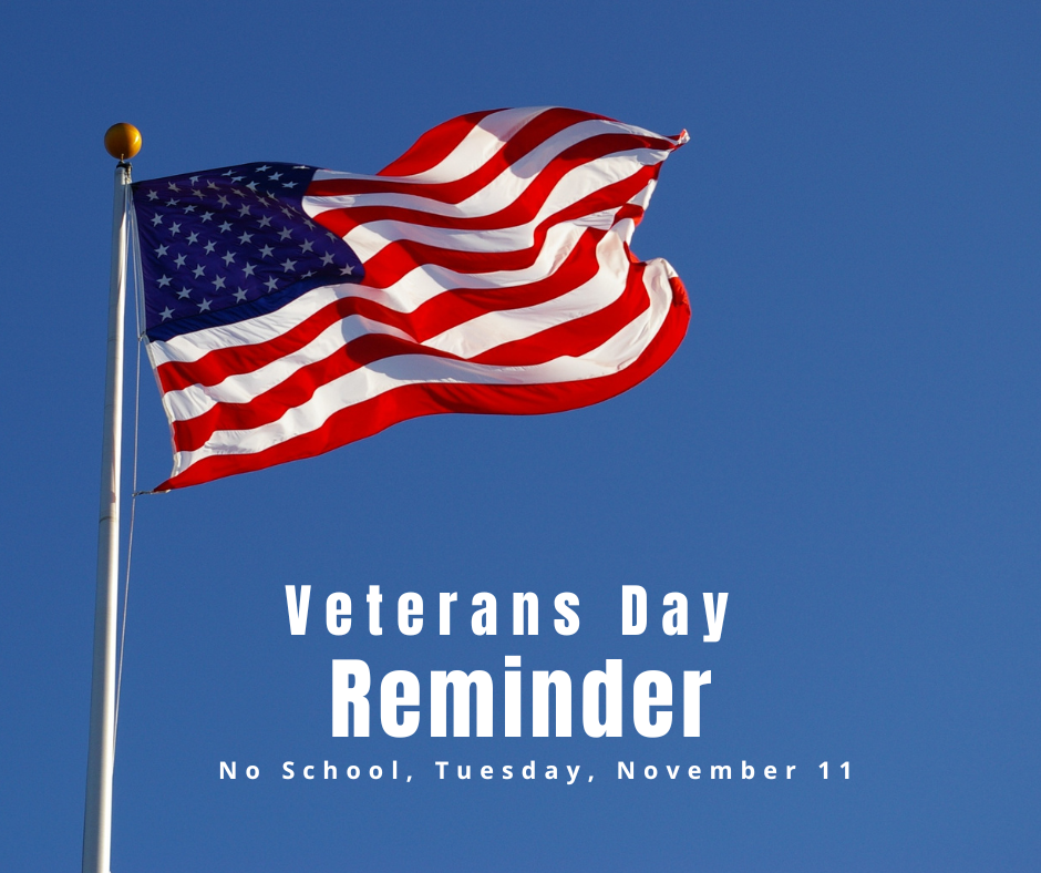 reminder about no school on November 11