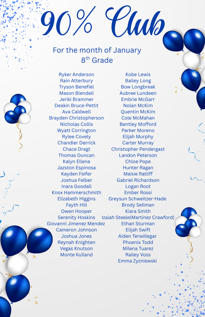 8th Grade 90% Club