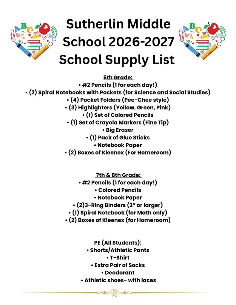 SMS 2026-27 School Supply List