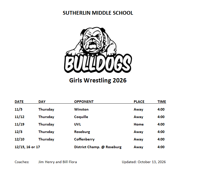 Check out the Girls wrestling schedule!