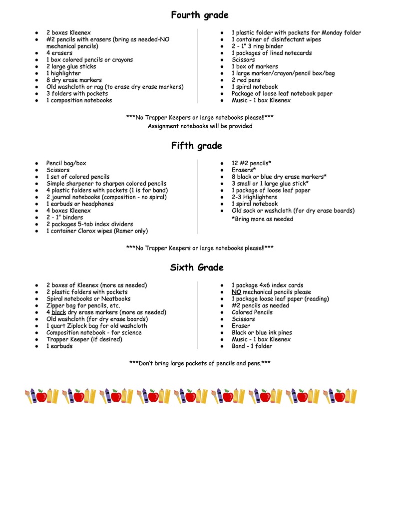 Supply list