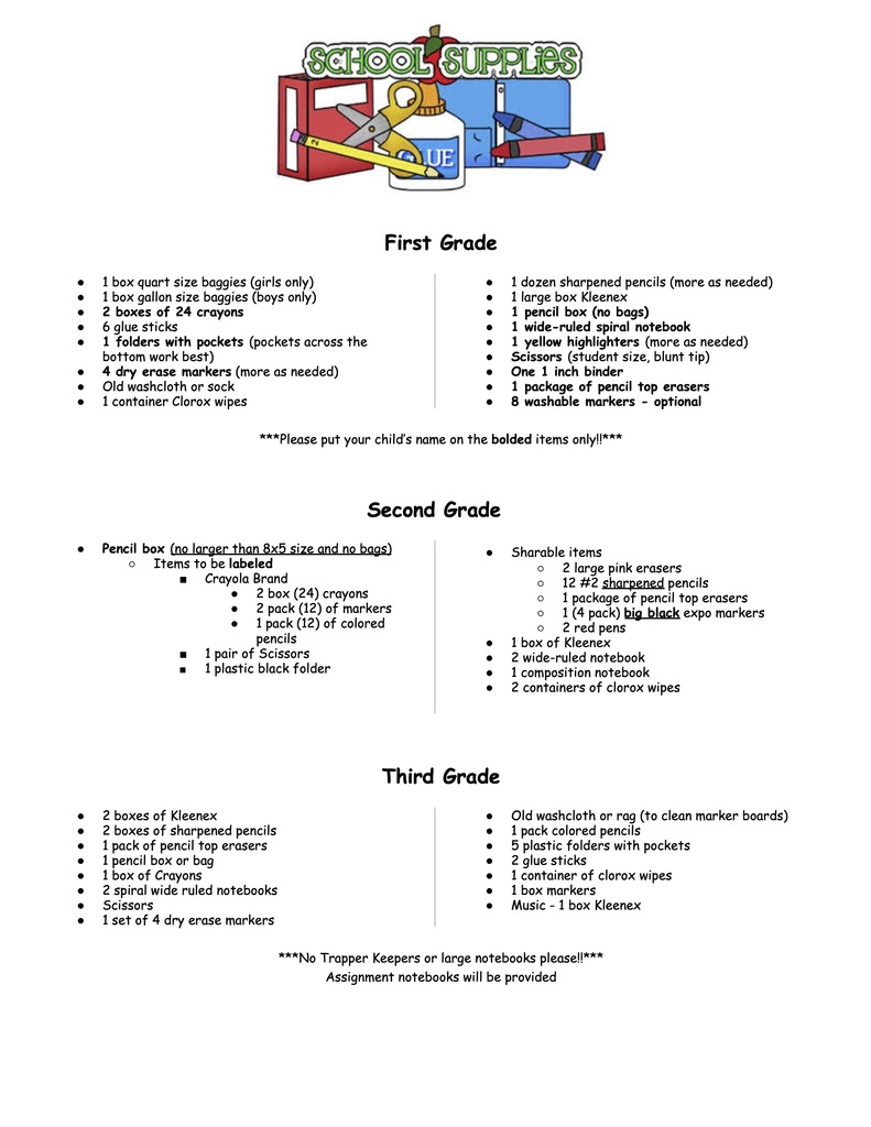 supply list