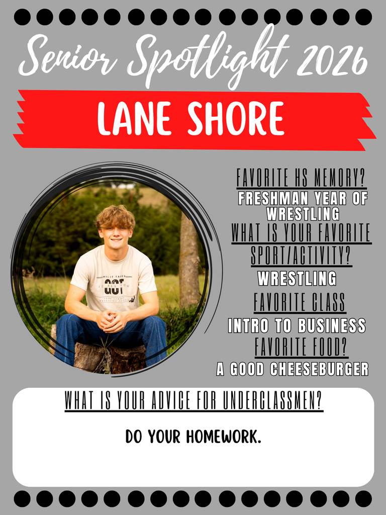 This image shows Lane Shore. It describes his interests. Lane Shores senior Spotlight Post