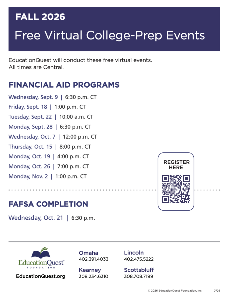 EducationQuest Financial Aid Programs Schedule