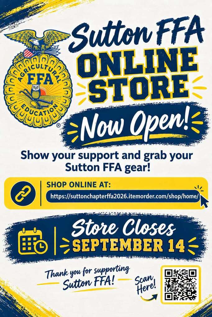 Show your support for Sutton FFA!  FFA gear shop open until 9-14