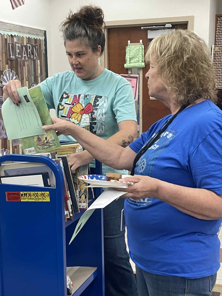 First Grade teachers exploring books.